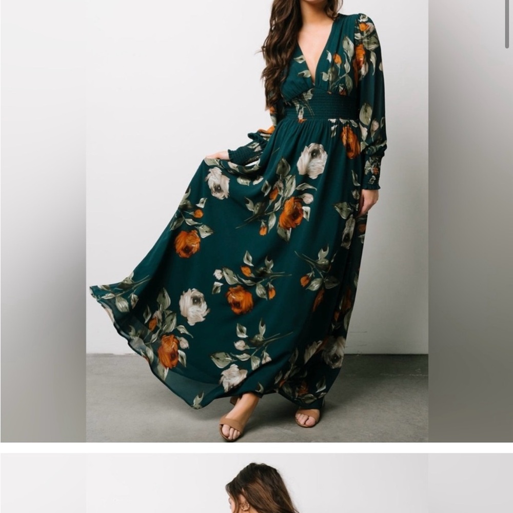 Baltic Born Floral Maxi Dress in Green and Orange